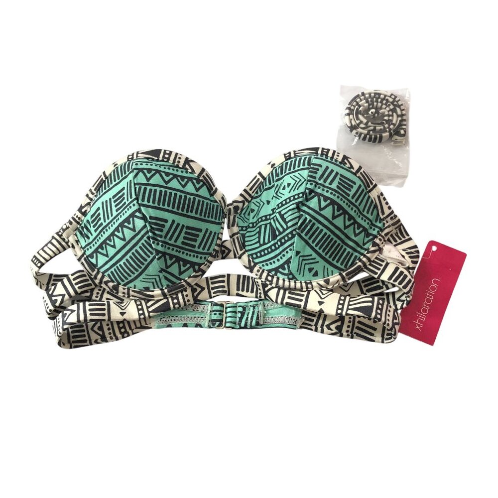 Xhilaration Bikini Top Tribal Print Underwire Removable Straps Blue White XS
